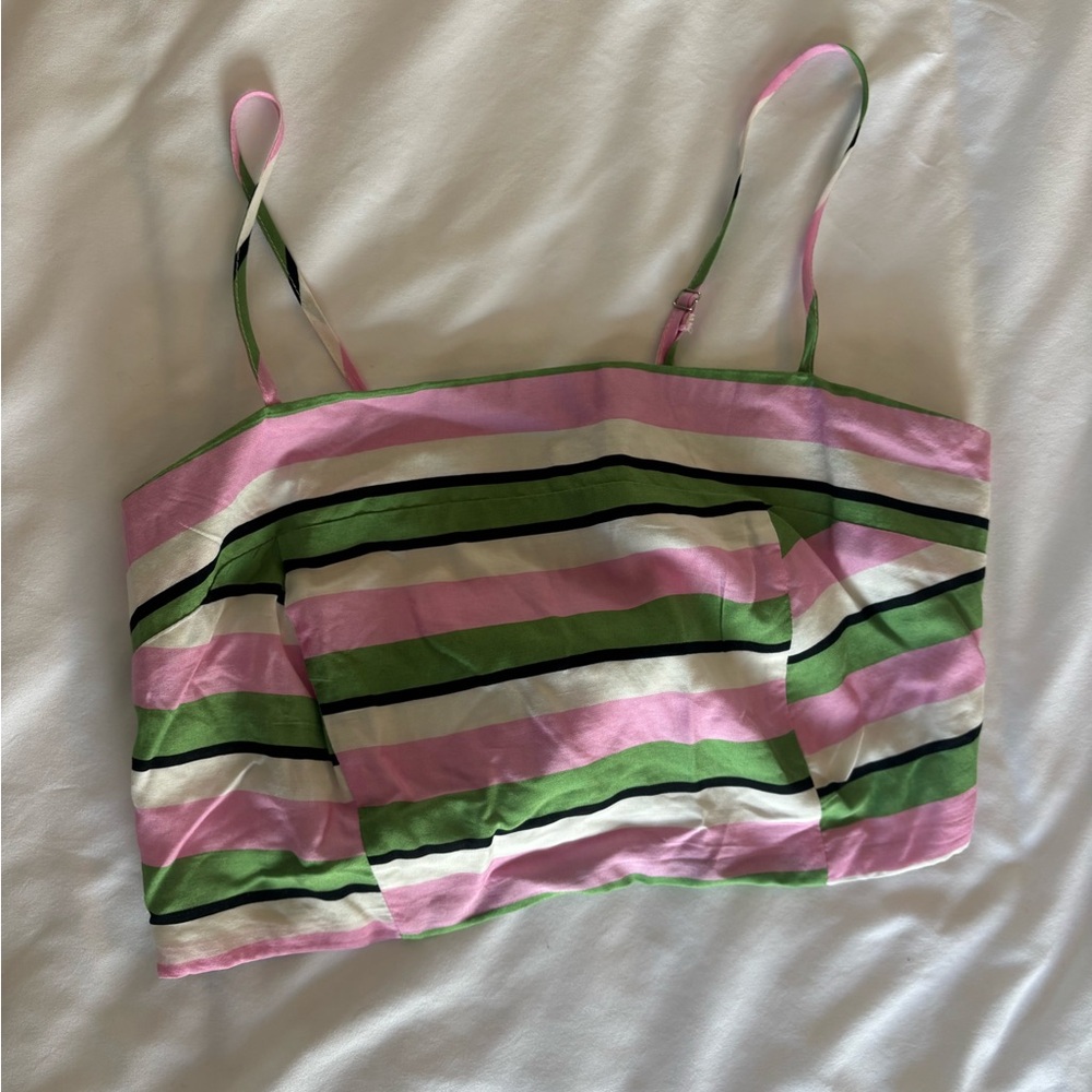 Striped Pink and Green Women's Top
